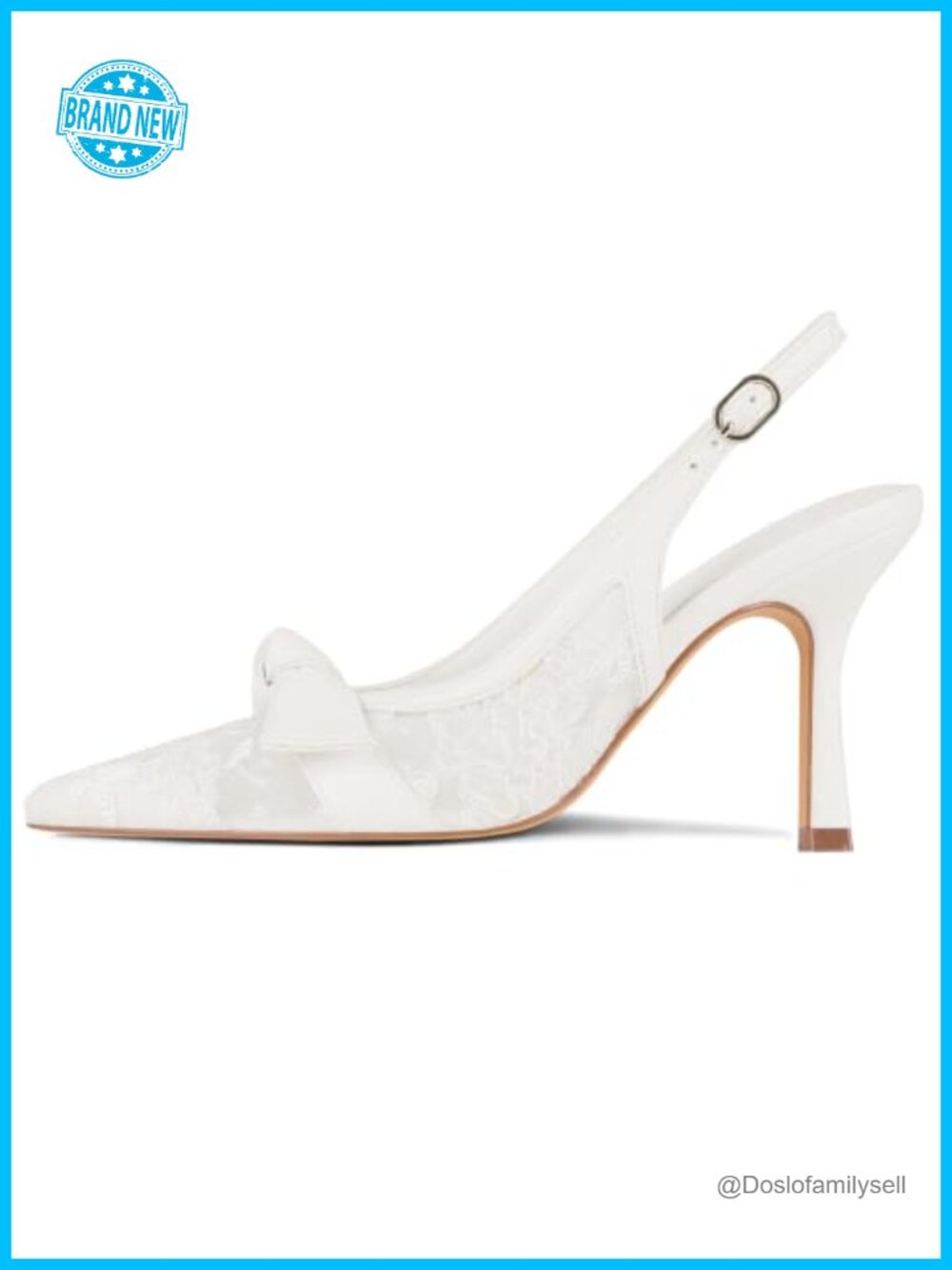 Lace Bow Slingback Pointed Toe Pump Heels